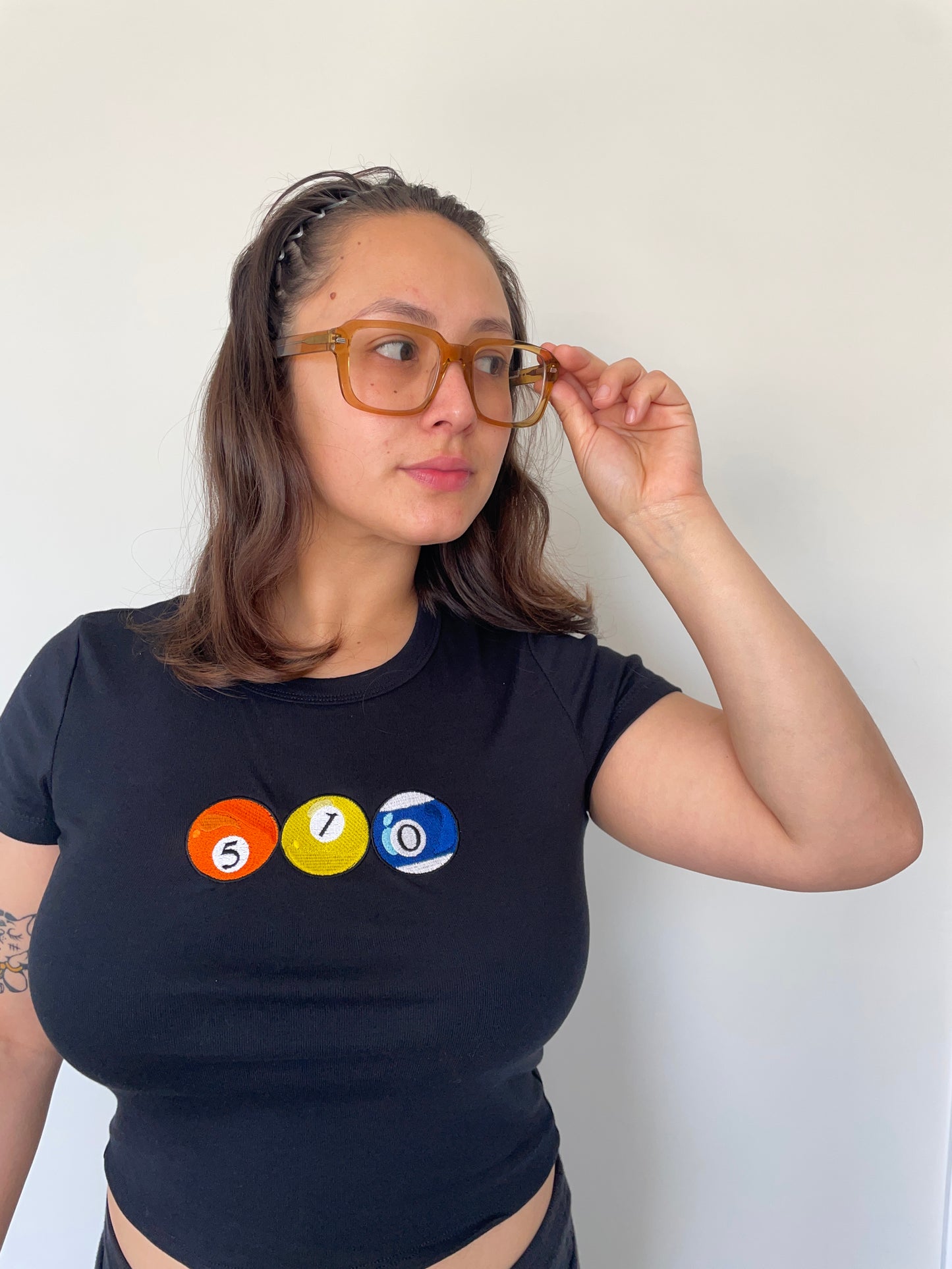 510 Pool Balls | Black Baby Tee (Women's Fitted Crop)
