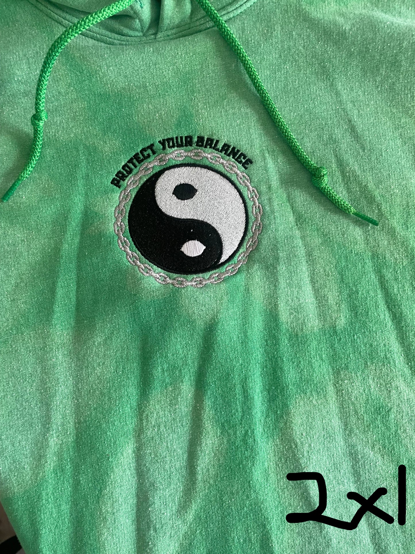 Protect Your Balance | Green Bleach Dye Hoody