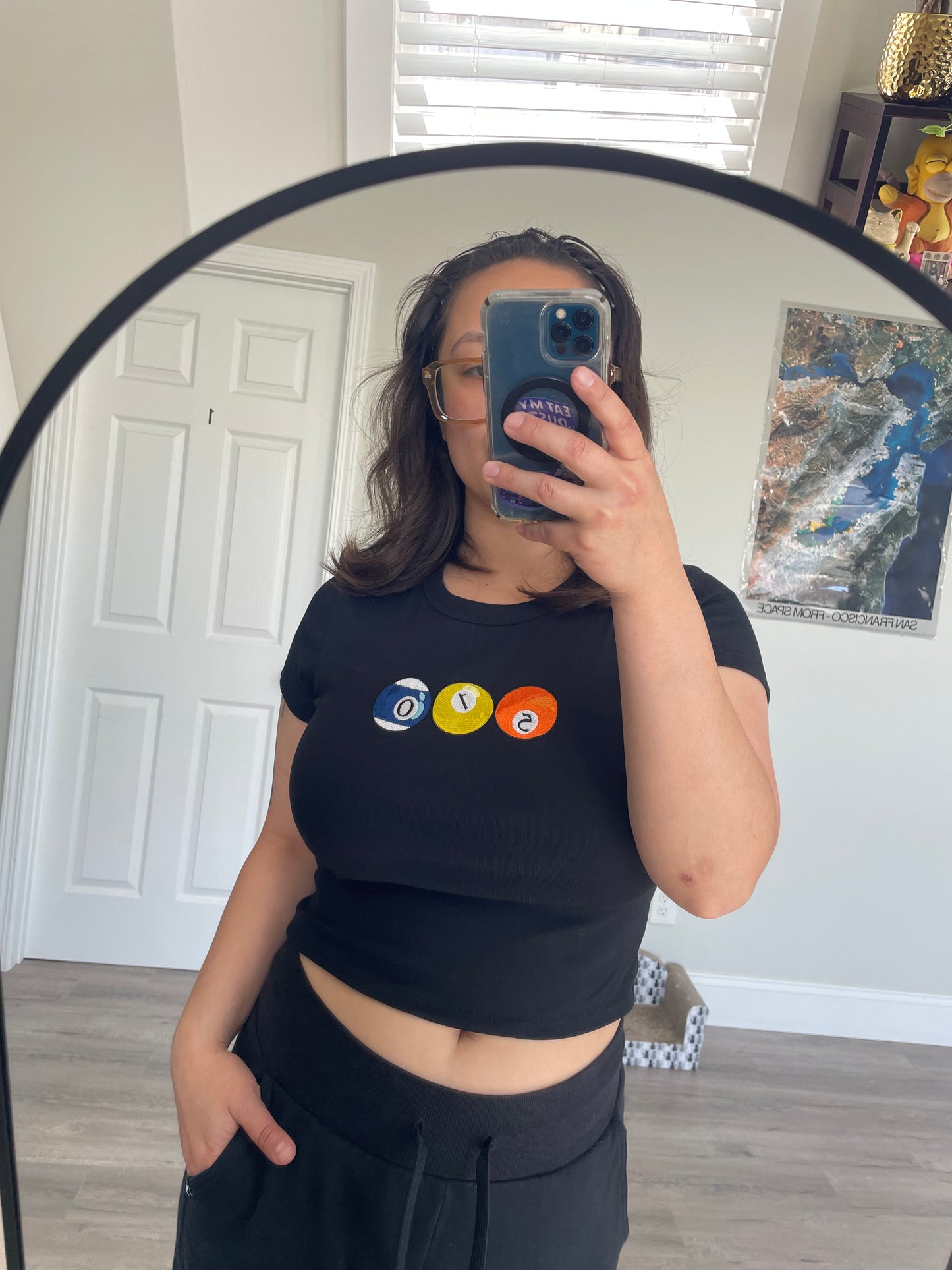 510 Pool Balls | Black Baby Tee (Women's Fitted Crop)