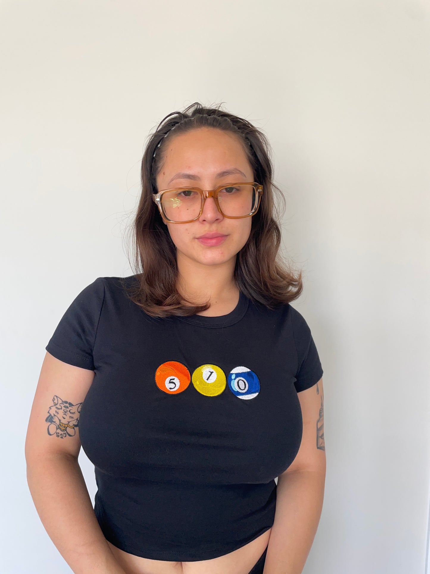 510 Pool Balls | Black Baby Tee (Women's Fitted Crop)