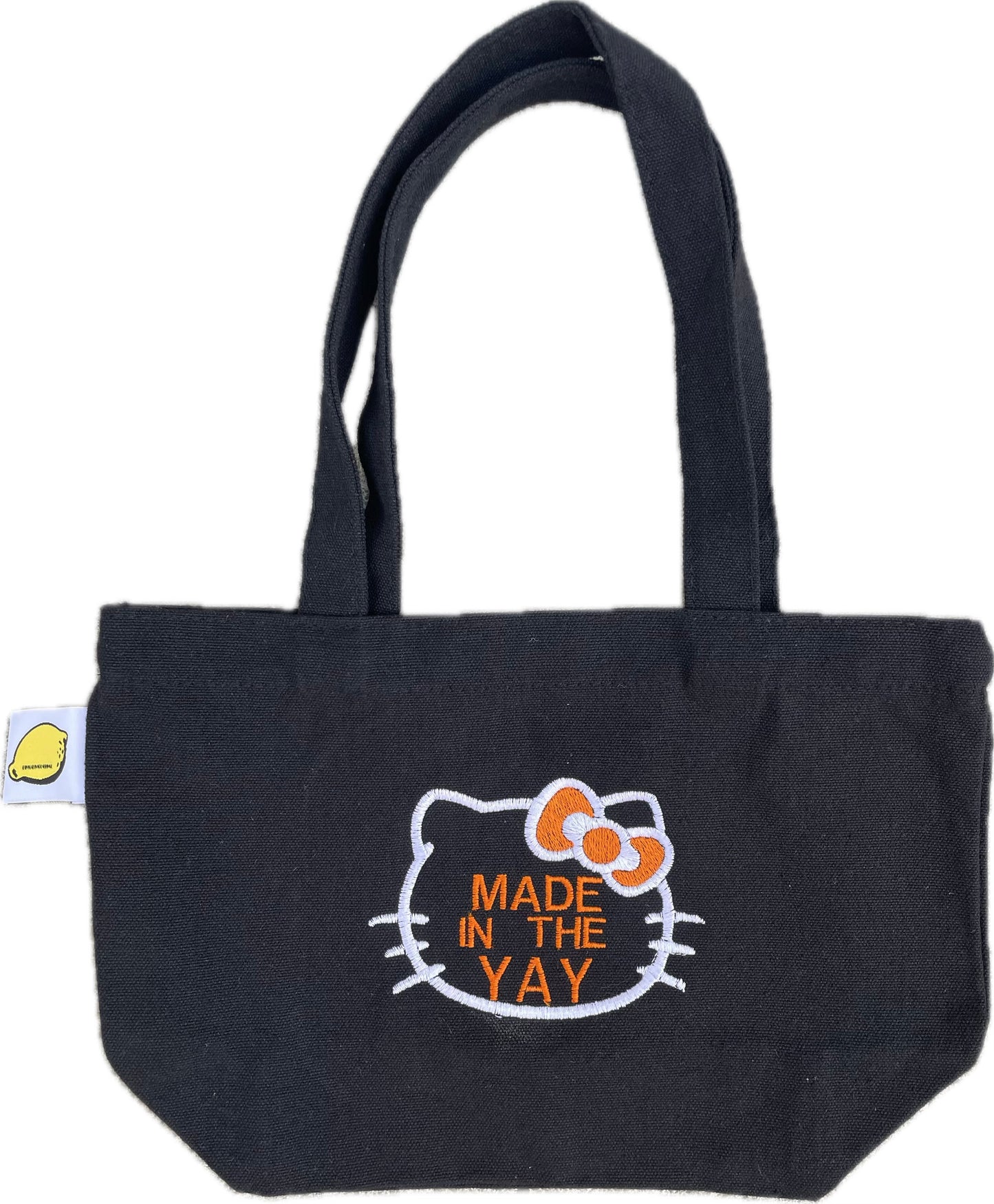 HK Made In The Yay Mini Black Tote (White/Orange Tones)