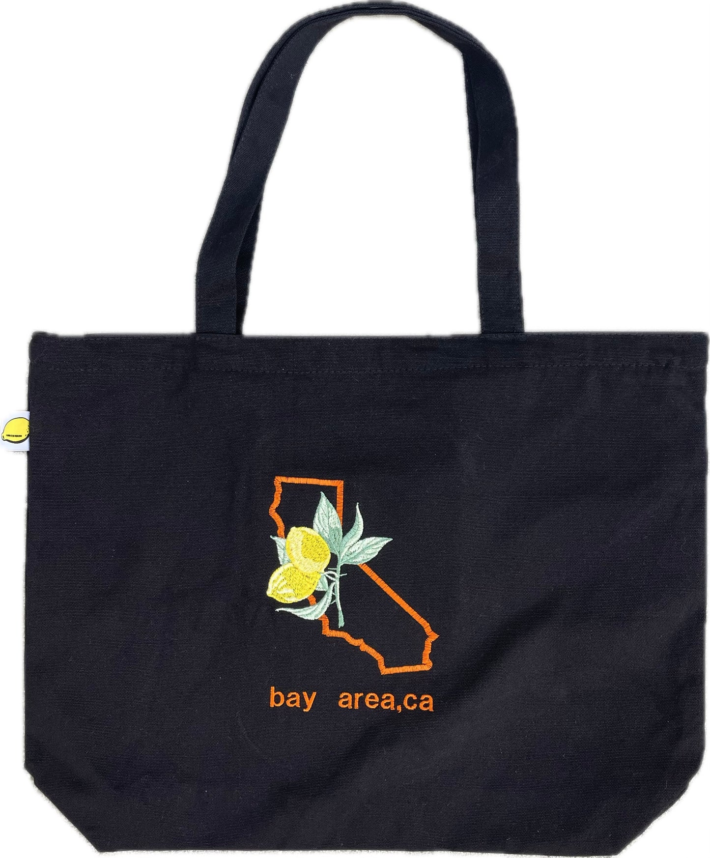 Bay Area, California | Large Black Tote | Orange Dets
