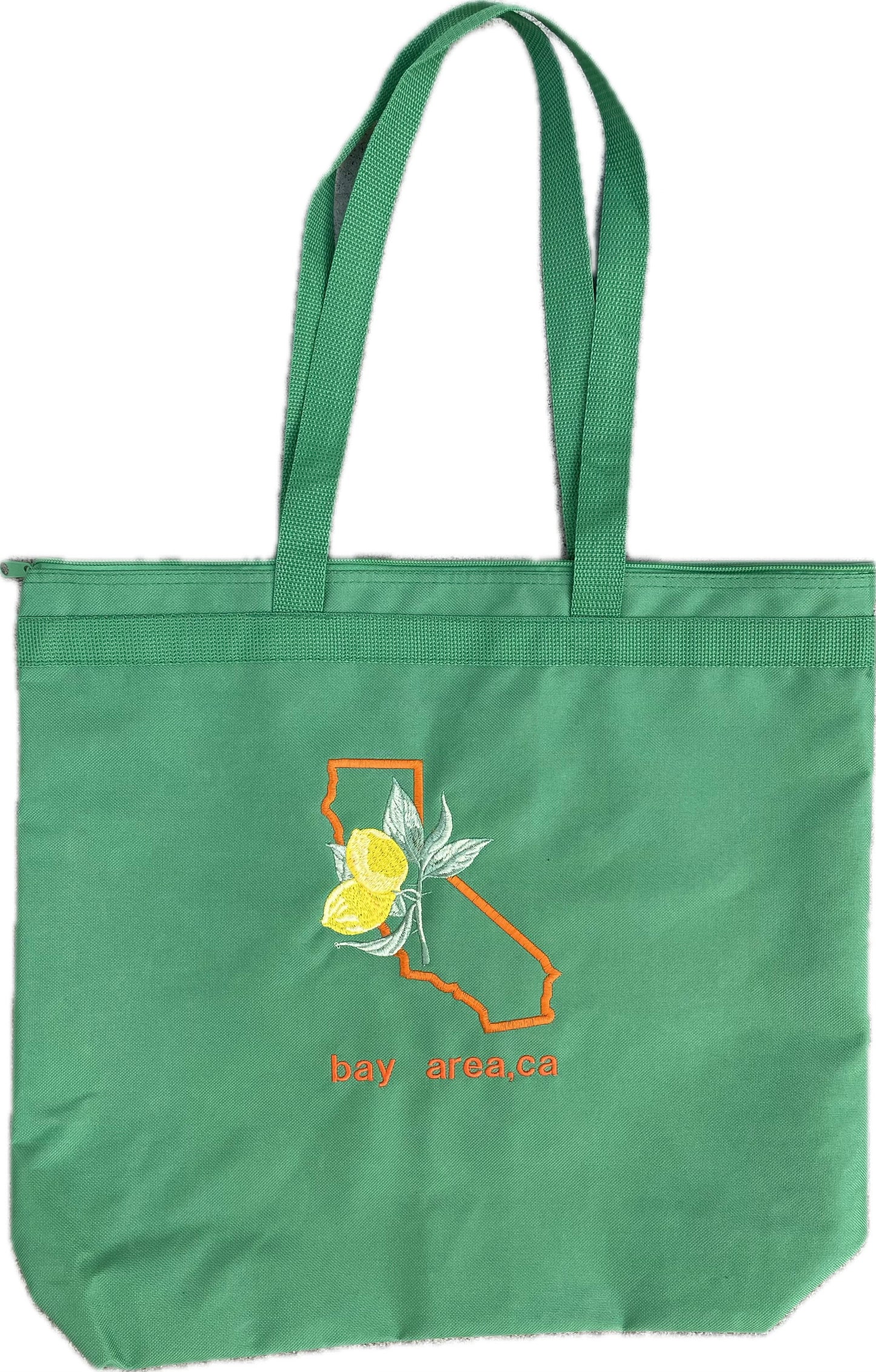 Bay Area, California | Large Green Tote | Orange Dets
