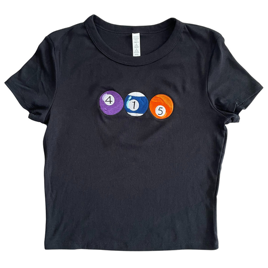 415 Pool Balls | Black Baby T (Women's Fitted Crop)