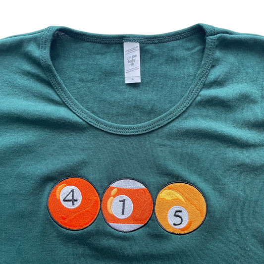 415 Pool Balls | Orange Tones - Green BBT (Women's Fitted Crop)