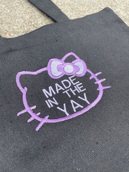 HK Made In The Yay Mini Black Tote (Purple Tones)