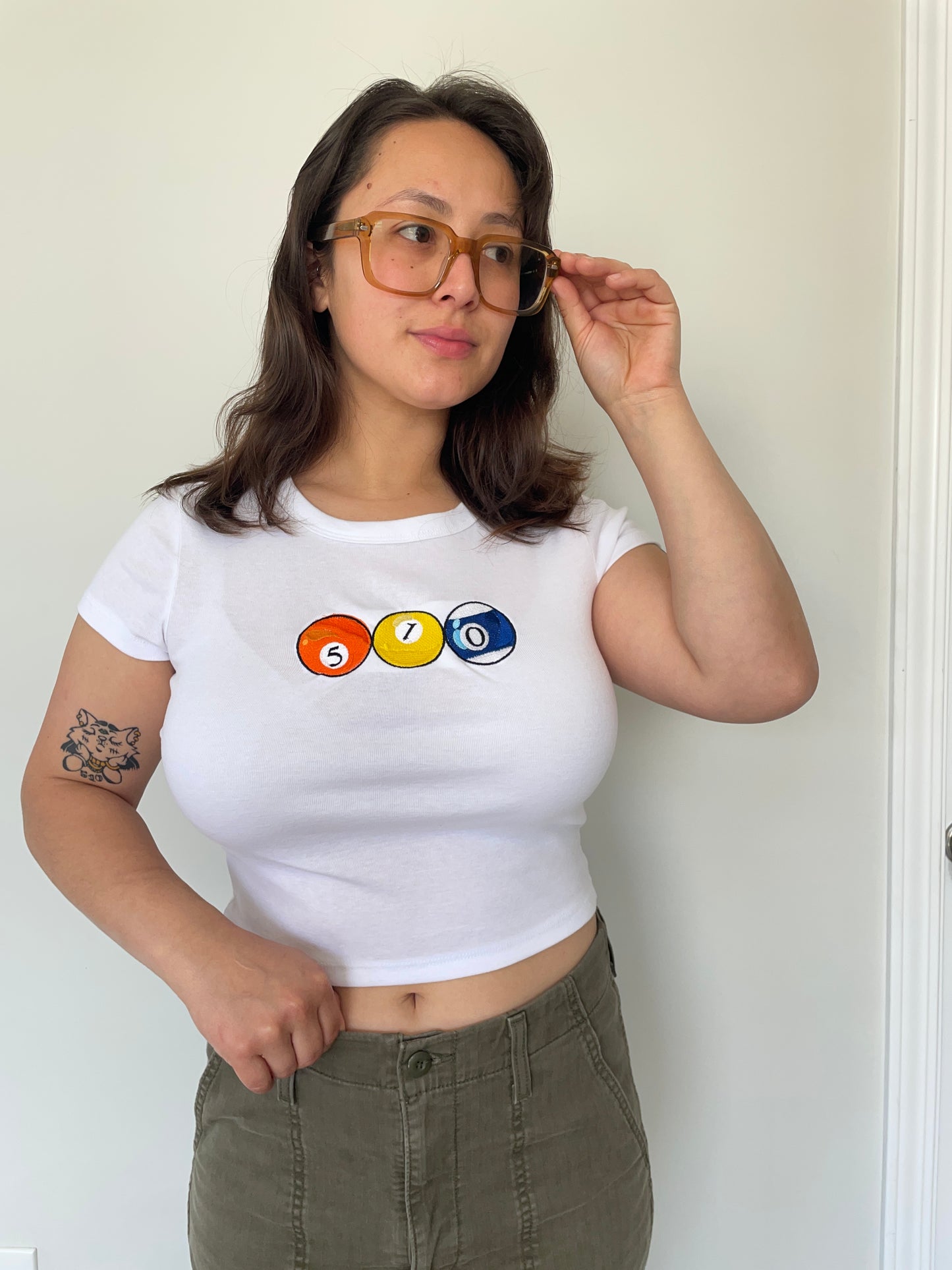 510 Pool Balls | White Baby Tee (Women's Fitted Crop)