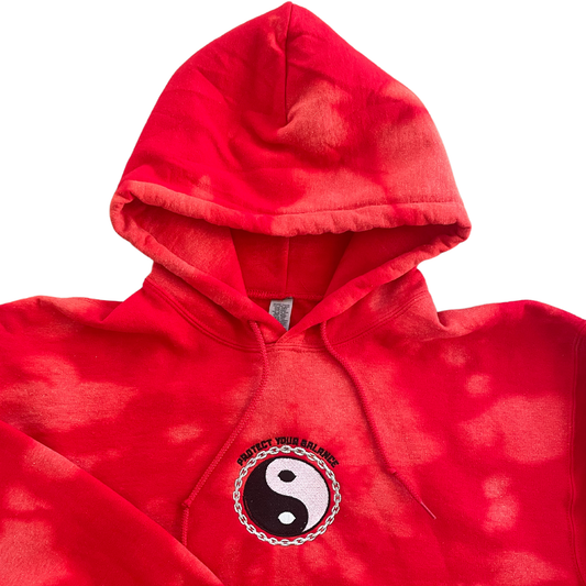 Protect Your Balance | Red Bleach Dye Hoody