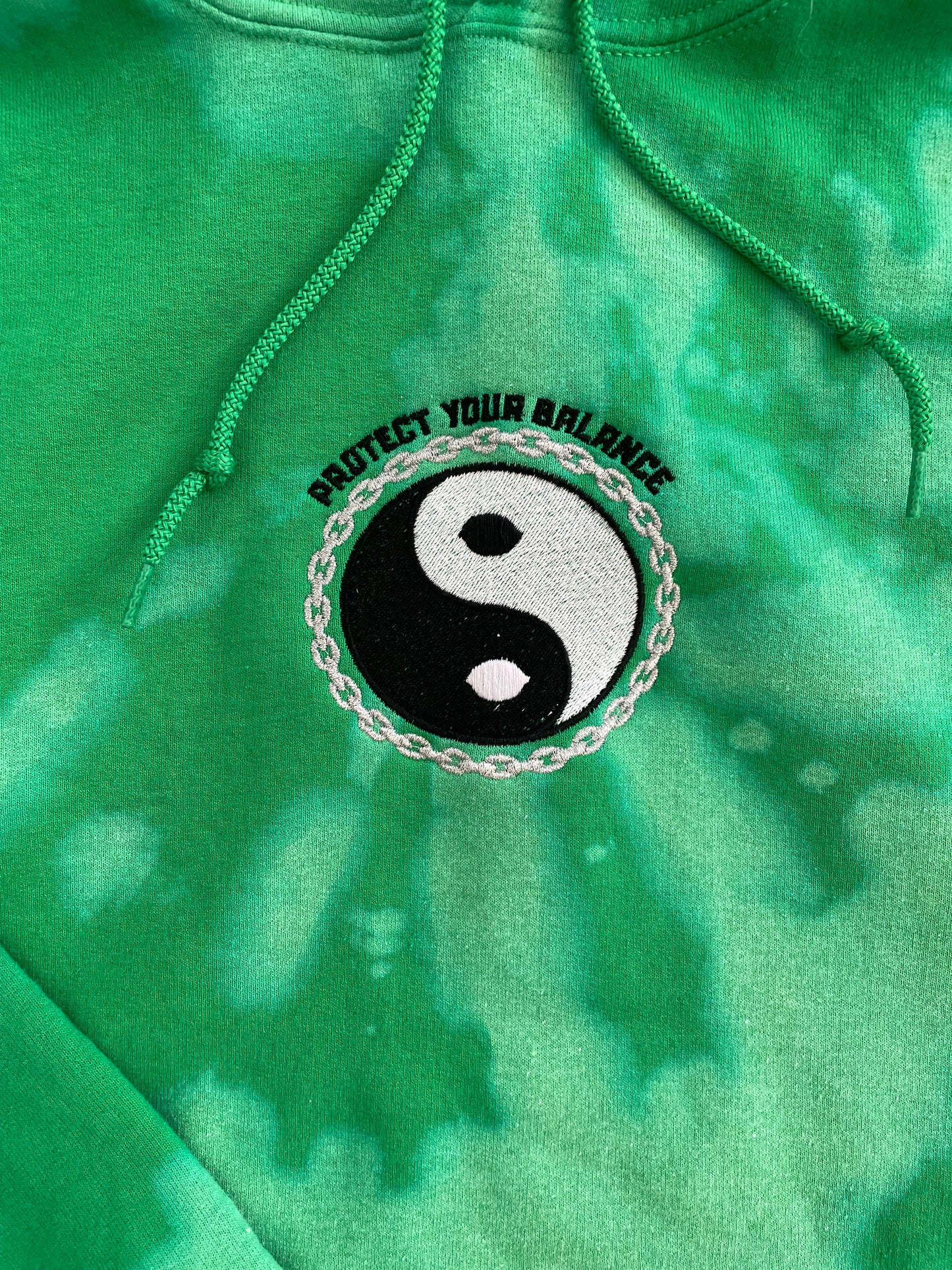 Protect Your Balance | Green Bleach Dye Hoody