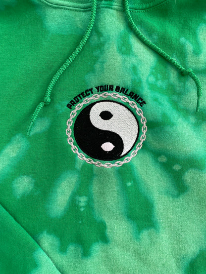 Protect Your Balance | Green Bleach Dye Hoody