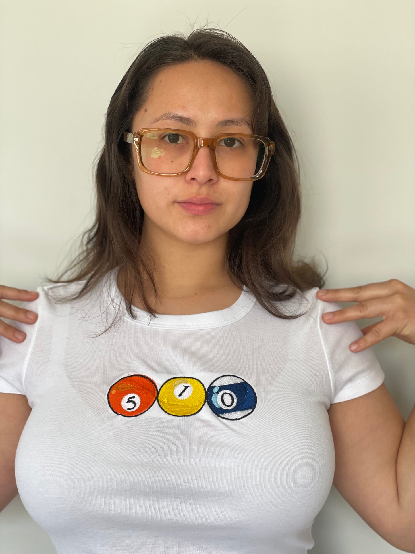 510 Pool Balls | White Baby Tee (Women's Fitted Crop)