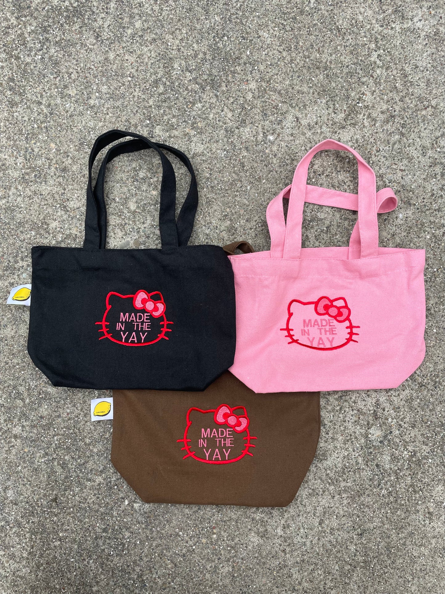 HK Made In The Yay Mini Black Tote (Red/Pink)