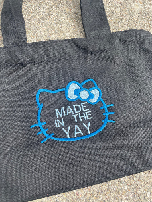 HK Made In The Yay Mini Black Tote (Blue Tones)