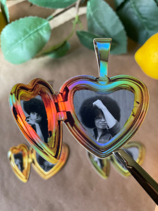 Angela Davis Heart Locket | Sticker