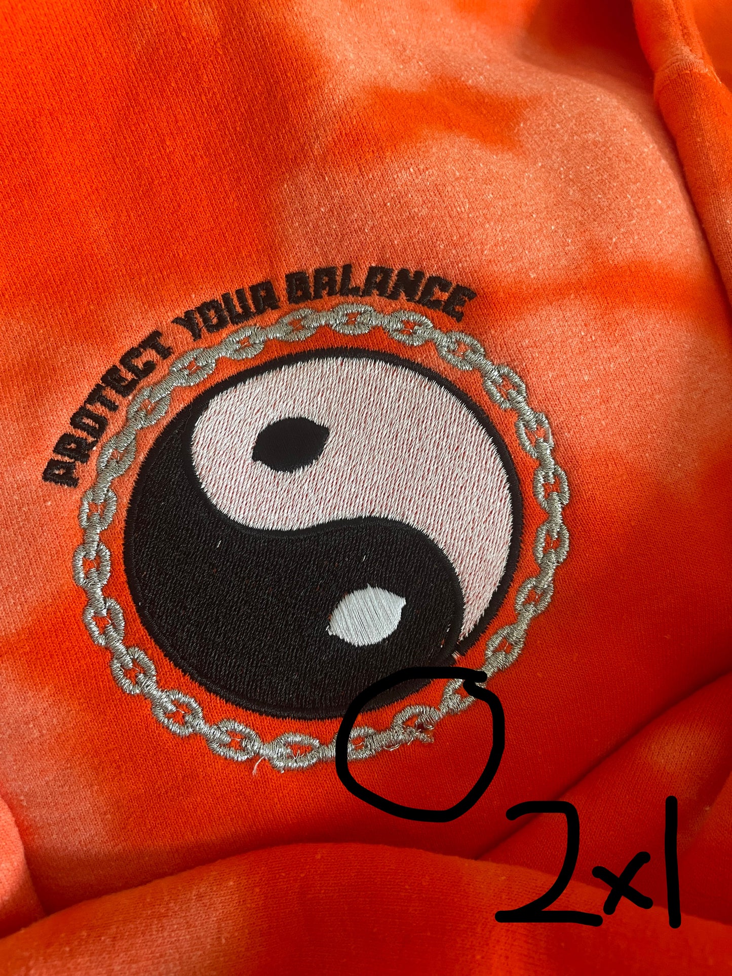 Protect Your Balance | Orange Bleach Dye Hoody