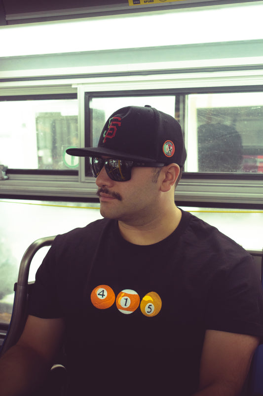 415 Pool Balls | Orange Tones Black T-Shirt