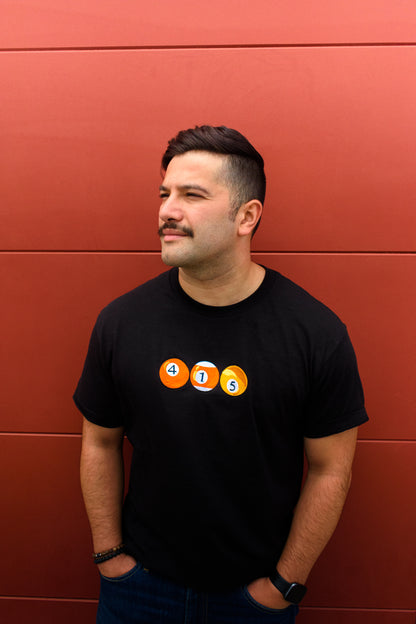 415 Pool Balls | Orange Tones Black T-Shirt