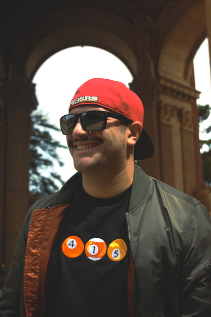 415 Pool Balls | Orange Tones Black T-Shirt