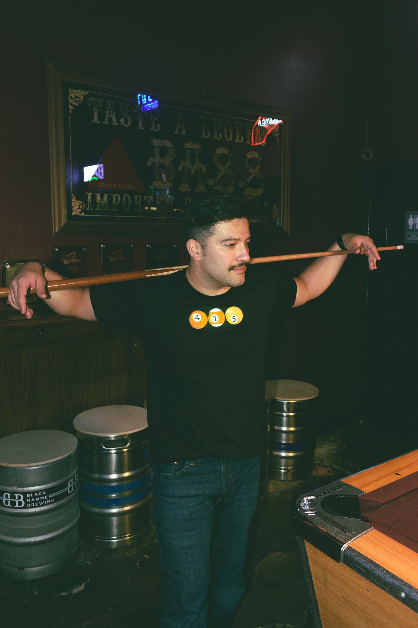 415 Pool Balls | Orange Tones Black T-Shirt