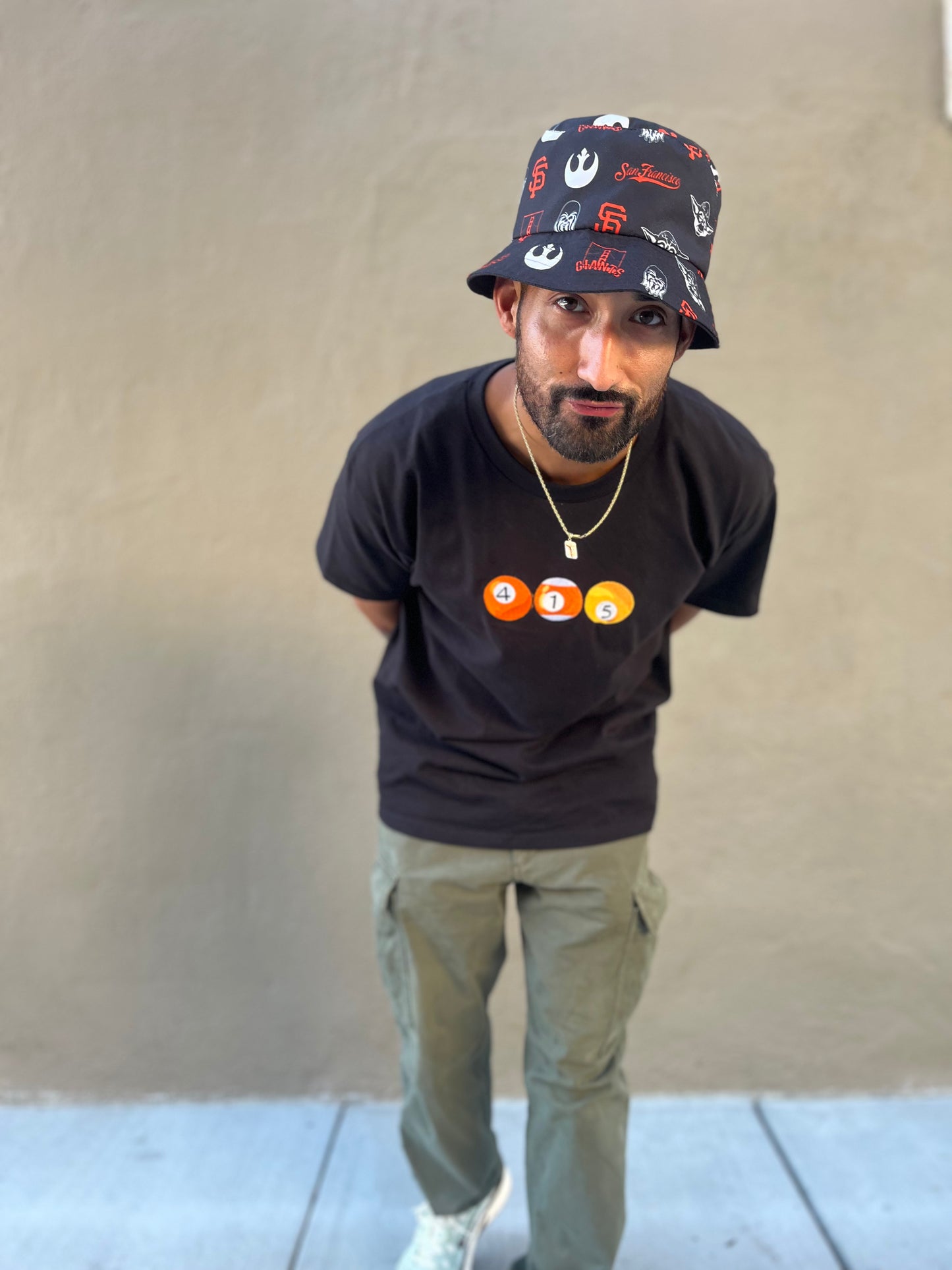 415 Pool Balls | Orange Tones Black T-Shirt