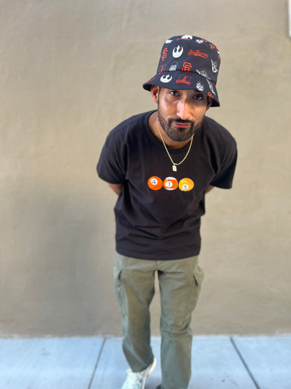 415 Pool Balls | Orange Tones Black T-Shirt