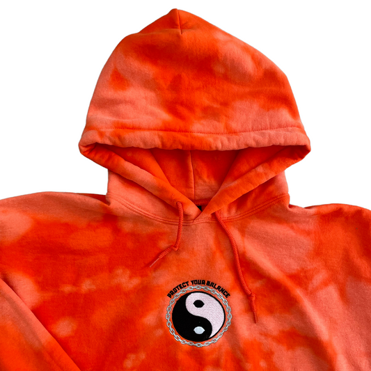 Protect Your Balance | Orange Bleach Dye Hoody