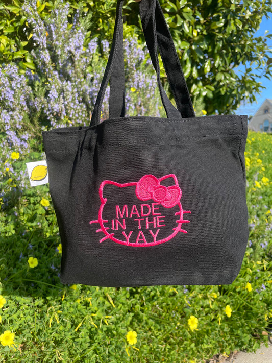 HK Made In The Yay | Mini Black Tote (Pink Tones)