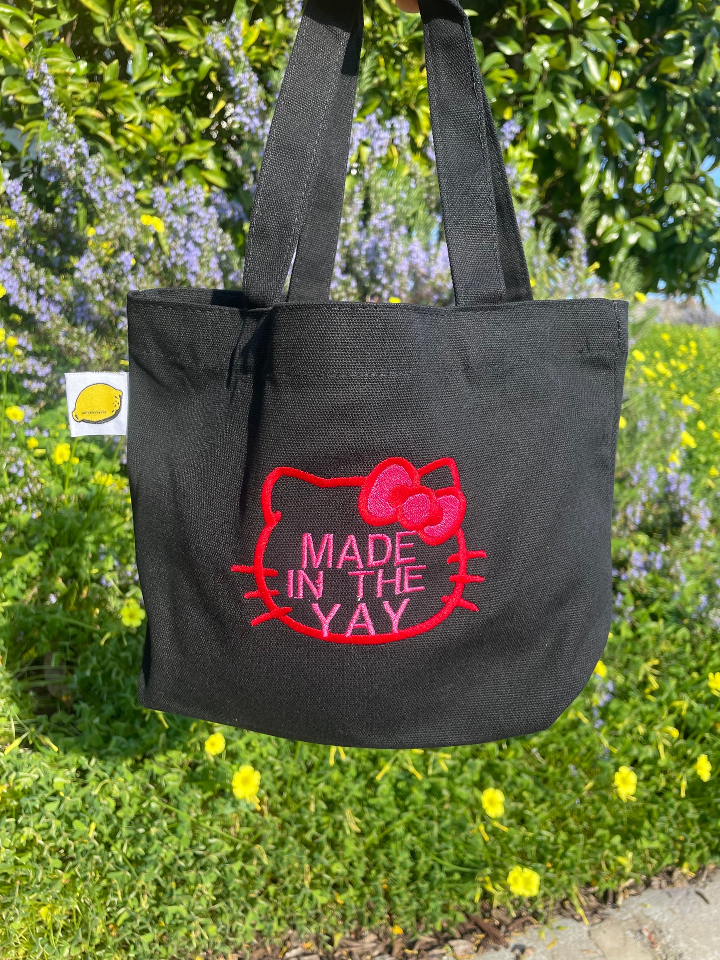 HK Made In The Yay Mini Black Tote (Red/Pink)