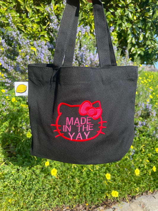 HK Made In The Yay Mini Black Tote (Red/Pink)