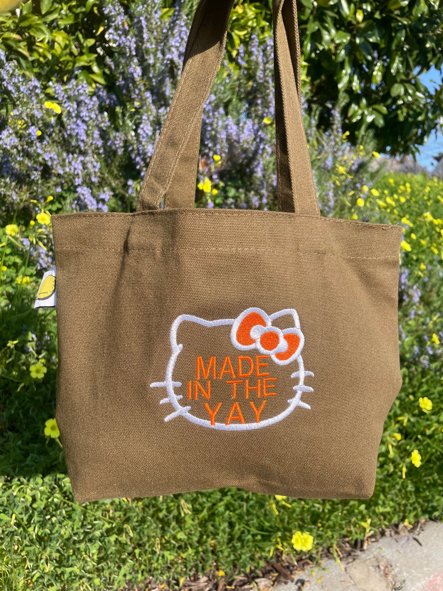 HK Made In The Yay | Mini Brown Tote (White/Orange Tones)