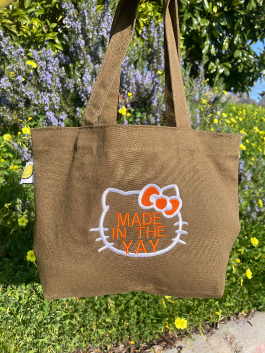 HK Made In The Yay | Mini Brown Tote (White/Orange Tones)
