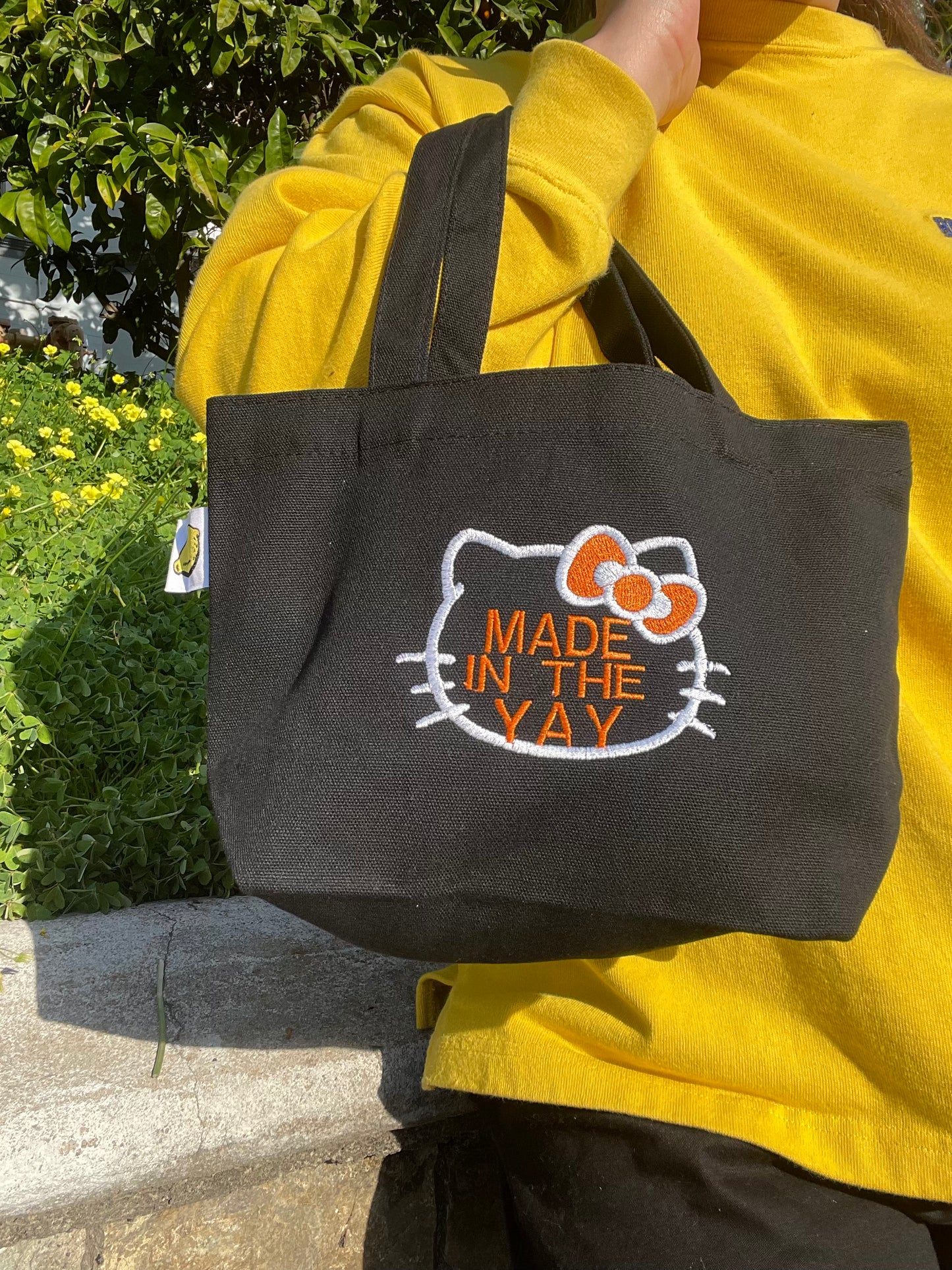 HK Made In The Yay | Mini Black Tote (White/Orange)