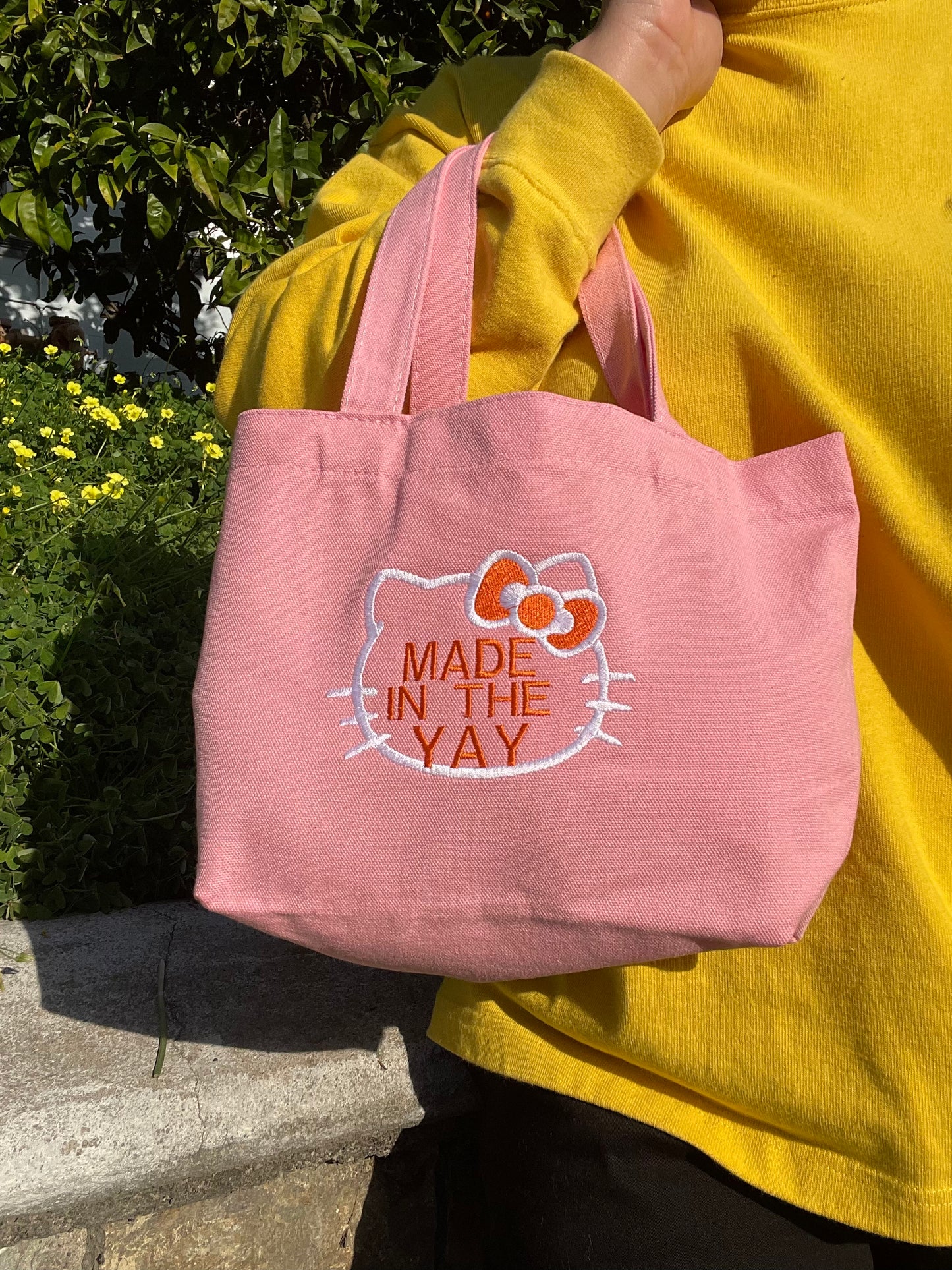 HK Made In The Yay | Mini Pink Tote (White/Orange)