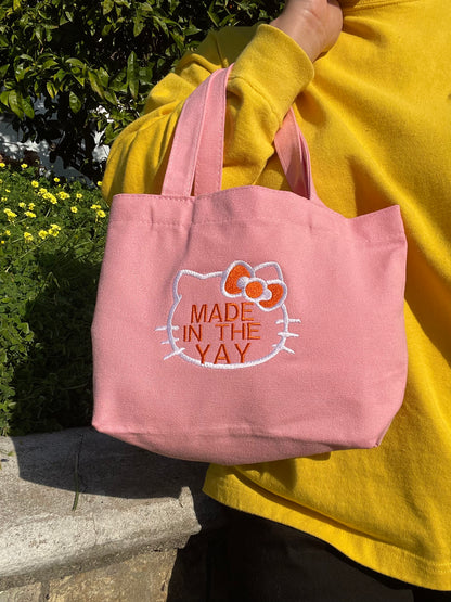 HK Made In The Yay | Mini Pink Tote (White/Orange)