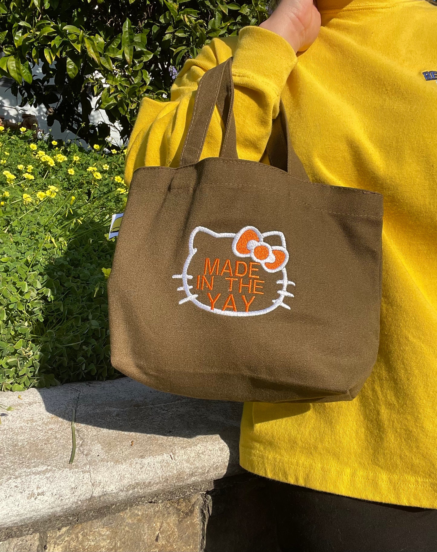 HK Made In The Yay | Mini Brown Tote (White/Orange Tones)