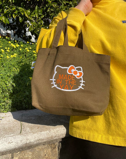 HK Made In The Yay | Mini Brown Tote (White/Orange Tones)