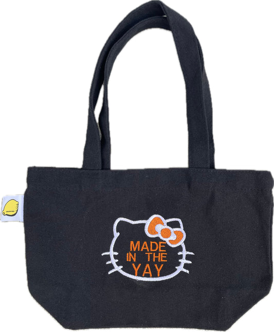 HK Made In The Yay Mini Black Tote (White/Orange Tones)