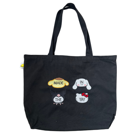 Sanrio / Made In The Yay | Large Black Zipper Tote