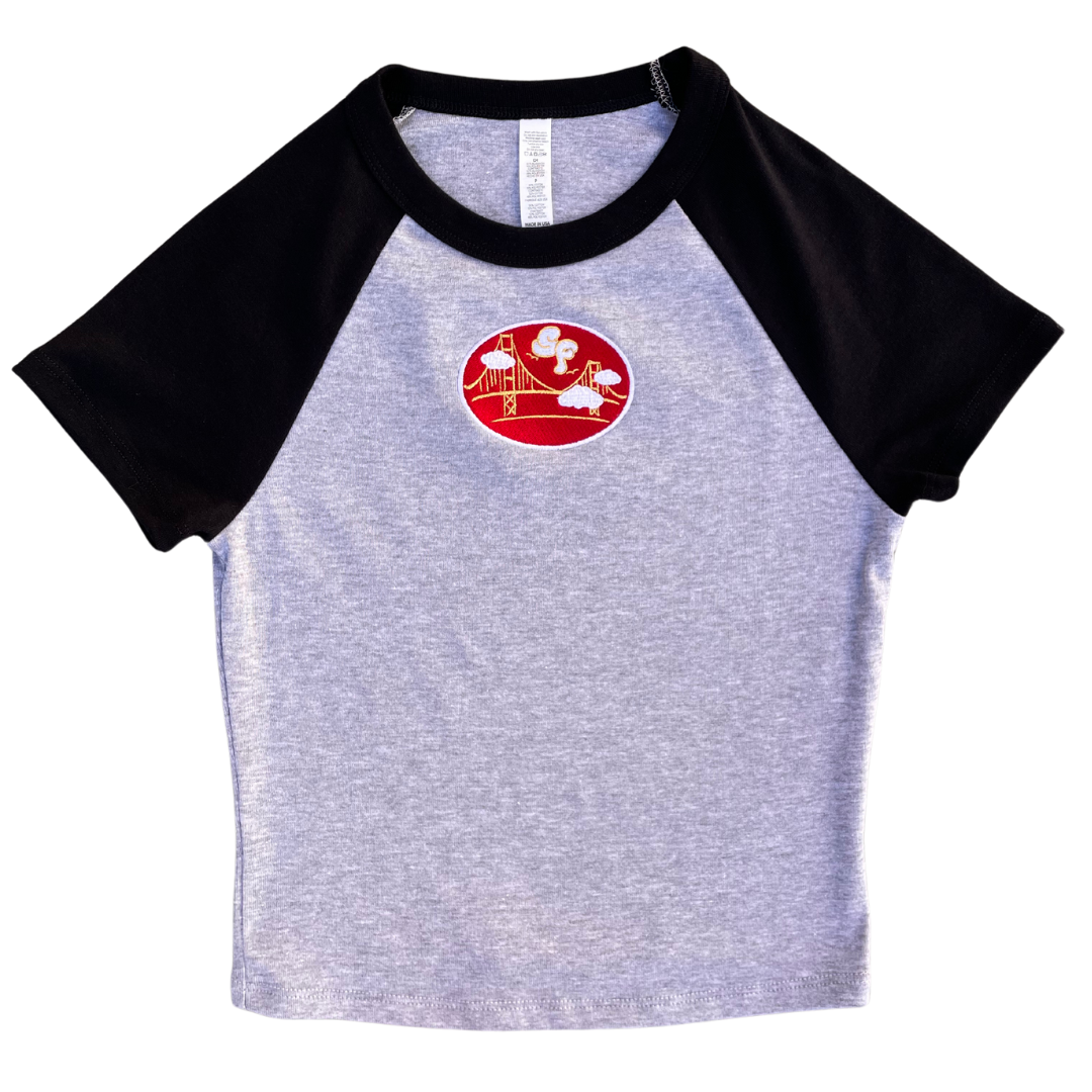 SF Golden Gate - Raglan Baby Tee (Adult Fitted Crop)