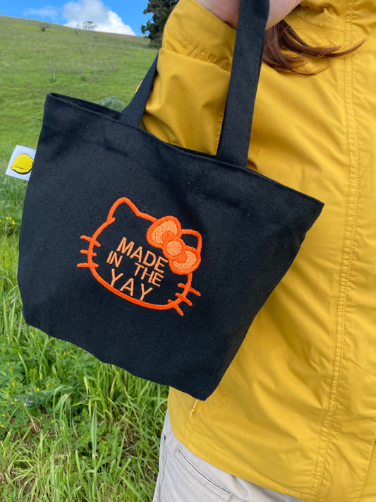 HK Made In The Yay Mini Black Tote (Orange Tones)