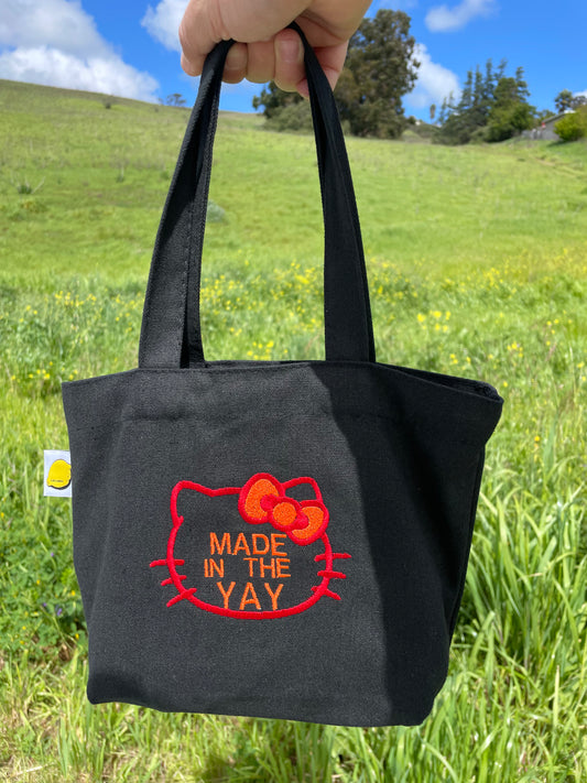 HK Made In The Yay Mini Black Tote (Red/Orange)