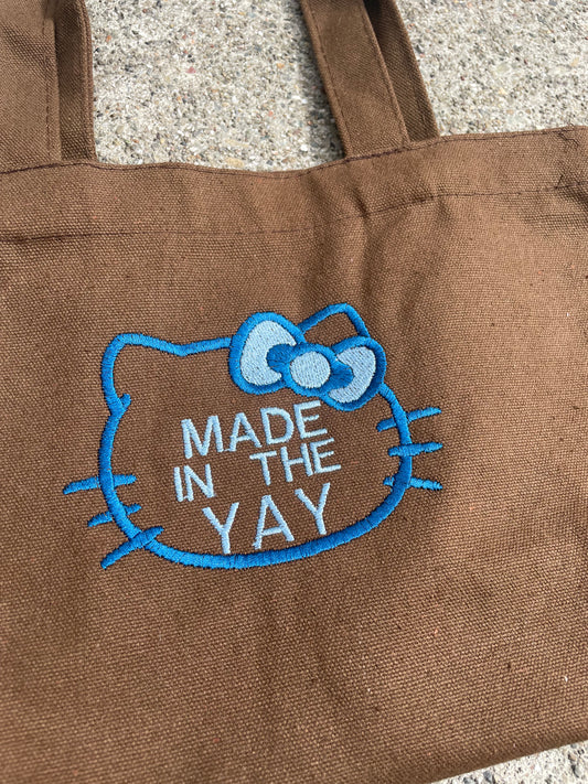 HK Made In The Yay Mini Brown Tote (Blue Tones)