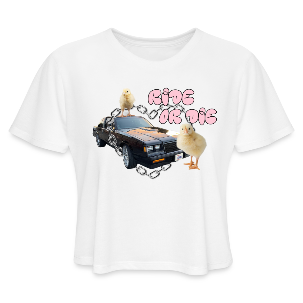 Ride or Die Cropped T - white