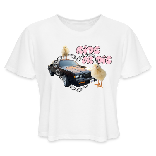 Ride or Die Cropped T - white